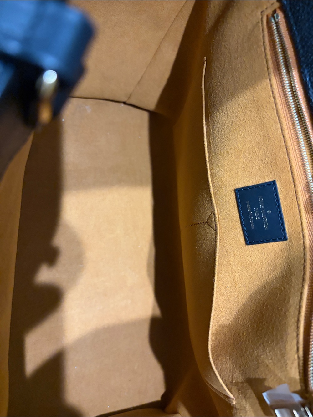 Louis Vuitton Men’s Tote Bag in Tan Suede with Black Trim